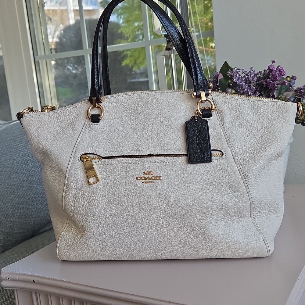 COACH Chalk & Black Prairie Leather Crossbody Bag